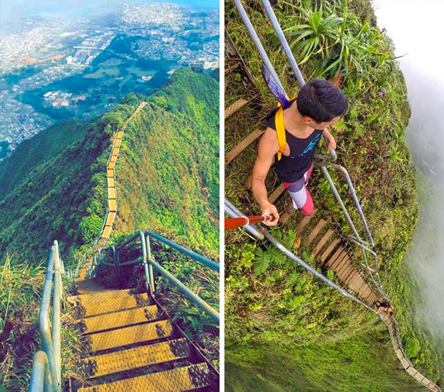 4.Cầu thang ở những ngọn đồi Hawaii: Có tất cả 3.992 bậc cầu thang và nhiều đoạn dốc thẳng đứng. Vào năm 1987, cầu thang Ha'ikū đã trở thành một tuyến đường mạo hiểm dành cho khách du lịch.
