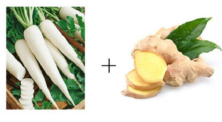 Gừng và củ cải đường: Thành phần bao gồm 1 muỗng canh nước ép gừng 1 muỗng canh nước ép củ cải đường, một vài giọt nước cốt chanh. Đầu tiên trộn nước ép củ cải đường, nước ép gừng và vài giọt nước cốt chanh. Sau đó dùng lên da đầu và tóc, để nó trong 40 phút rồi rửa sạch nó với nước bình thường. Lặp lại điều này 2 lần một tuần để có kết quả tốt hơn.