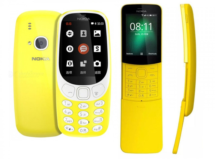 Tiếp theo là những chiếc Nokia mới ra mắt với thiết kế độc đáo, lấy cảm hứng hoài cổ từ những huyền thoại một thời, như: “chiếc bánh ú” Nokia 3310, “trái chuối vàng” nắp trượt, cong sexy Nokia 8110… với mức giá trên 1 triệu đồng. Những máy dạng này đều có kết nối không dây Bluetooth, kho game tích hợp sẵn, thậm chí là kết nối 4G vào Facebook. Thời lượng pin vẫn luôn dẫn đầu phân khúc với khả năng đàm thoại liên tục gần 24 giờ, hay thời gian giờ lên tới hơn 30 ngày. Điểm đặc biệt nhất của chiếc 8110 là khả năng Wifi-hotspot, dùng máy làm cục phát sóng 3G/4G thành Wi-Fi để chia sẻ cho các thiết bị khác.