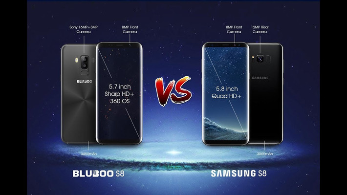 Bluboo S8 sở hữu màn hình có kích thước 5,7”, với độ phân giải HD+. Con chip xử lý trên Bluboo S8 là MediaTek 8 nhân MTK6750T, xung nhịp 1.5 GHz, kết hợp với 3GB RAM, bộ nhớ trong dung lượng 32GB. Máy còn được trang bị khe thẻ nhớ chuẩn microSD, hỗ trợ mở rộng lên tới 256GB. Mẫu máy chạy hệ điều hành Android 7.0 cài sẵn và được bán với mức giá 179.99 USD, tuy nhiên, đang được flash sale trên trang web Banggood với giá 149.99 USD.