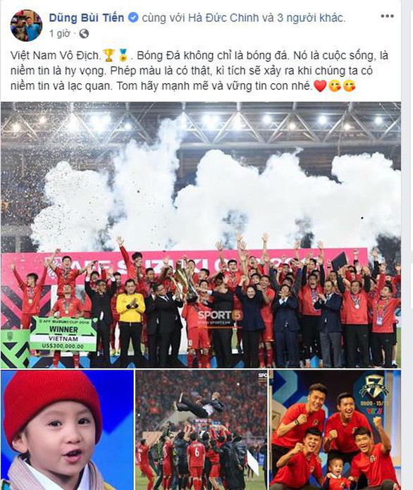 Thủ môn Bùi Tiến Dũng cũng dành những lời chúc với bé Tom. Anh là một trong những tuyển thủ tham dự chương trình "Điều ước số Bảy". Đối với Anh "phép màu luôn có thật, và kỳ tích sẽ xảy ra khi chúng ta có niềm tin và lạc quan".