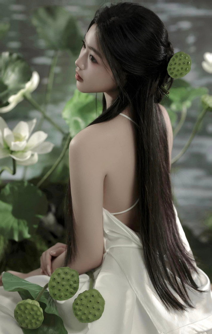 Cô nàng khéo léo tạo dáng khoe vai trần ngọc ngà.