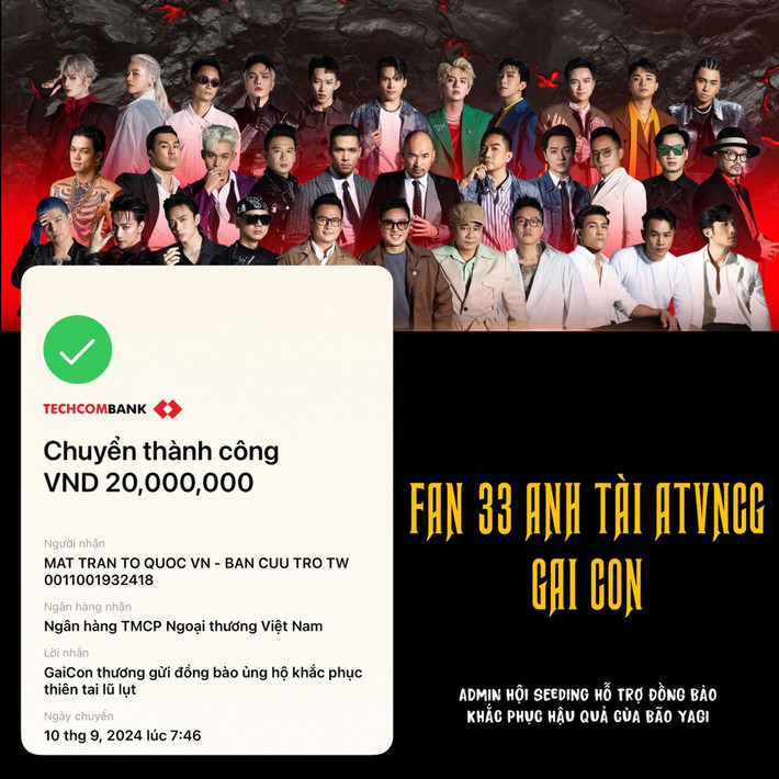 Các trang từ chương trình Anh Trai Vượt Ngàn Chông Gai, hay các "Gai con" cùng góp quỹ cho đồng bào.