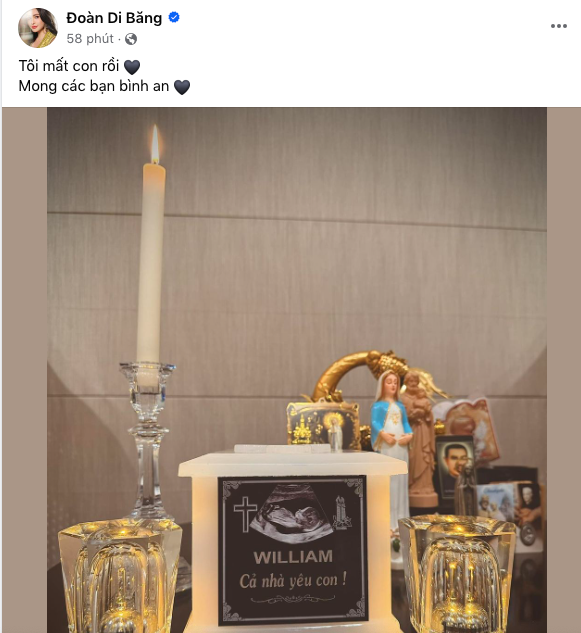 Thế nhưng mới đây, "nữ đại gia quận 7" khiến nhiều người xót xa khi thông báo: "Tôi mất con rồi. Mong các bạn bình an". Đính kèm là hình ảnh tấm bia mộ với dòng chữ "William! Cả nhà yêu con".
