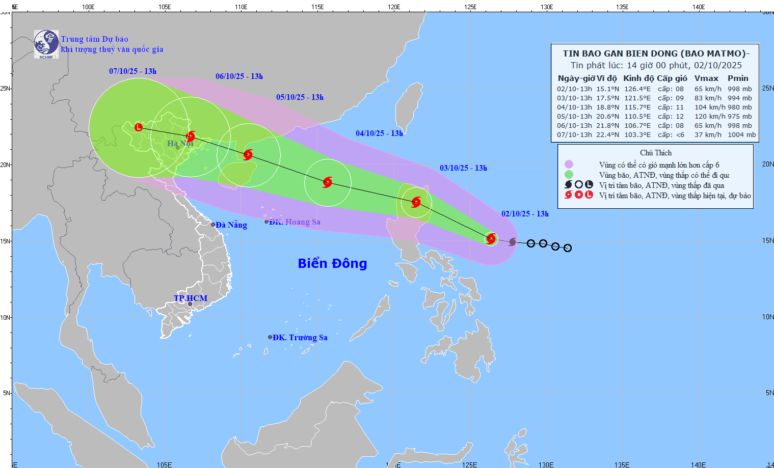 Cập nhật mới về Bão Matmo mạnh cấp 10, di chuyển nhanh