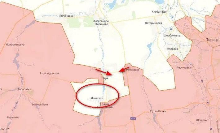 Tại khu vực Ignatovka, khoảng 150 quân Ukraine thấy mình như đang ở trong một “cái vạc”, không thể rút lui khỏi vòng vây, trước khi quân Nga đóng nắp vạc, do quân Nga đã chiếm gần như toàn bộ Zorya và kiểm soát hoàn toàn làng Romanovka. Theo nguồn tin từ Ukraine, chỉ huy những đơn vị trên không bao giờ nhận được lệnh rút lui; nhưng nếu họ tự ý rút lui, có thể dẫn đến bị truy tố hình sự. Và để sống sót, quân Ukraine tại đây đã ra đầu hàng quân Nga.