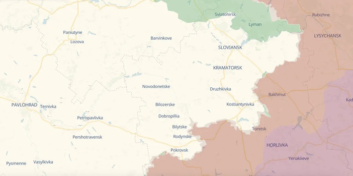 Nhưng câu hỏi đặt ra đó là, nếu quân đội Nga chọn bỏ qua hai thành phố song sinh (Slavyansk và Kramatorsk) và tiến thẳng về phía nam đến Zaporizhia, hoặc về phía tây tới Dnipropetrovsk, thì "phòng tuyến ngày tận thế" của quân đội Ukraine có thể tồn tại được bao lâu? (nguồn ảnh Military Review, Kyiv Post, Liveuamap).