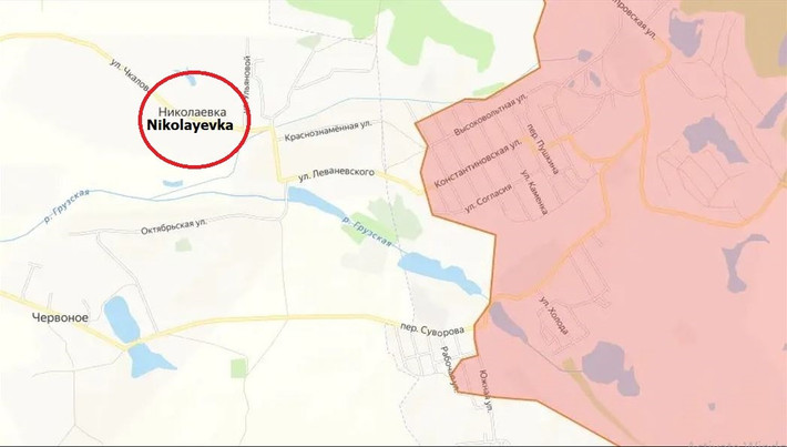 Theo hãng tin Nga Sputnik, sau khi RFAF chiếm được Nikolayevka (Mykolaivka), một trung tâm hậu cần chỉ cách Chasov Yar 6 km; thì công tác bảo đảm hậu cần cho quân phòng thủ Ukraine tại đây đã gặp phải những vấn đề rất nghiêm trọng. Điều này sẽ tạo điều kiện để cải thiện tình hình hơn nữa và có thể đẩy nhanh việc RFAF tràn ngập hoàn toàn Chasov Yar.