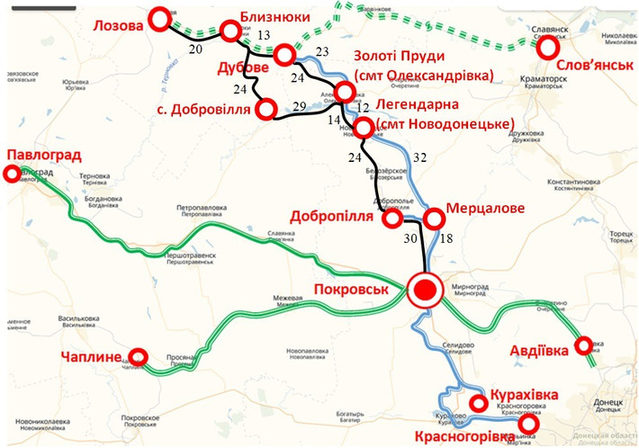 Đối với quân đội Ukraine đóng quân tại Pokrovsk, đường cao tốc T0515 là một tuyến đường tiếp tế quan trọng. Hiện nay, quân đội Nga tiếp tục tiến về phía tây, khiến tuyến đường này bị đe dọa bởi UAV FPV và hỏa lực pháo binh.