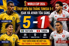 [INFOGRAPHIC] Thụy Điển đè bẹp Tunisia 5-1, Yasin Ayari lập cú đúp