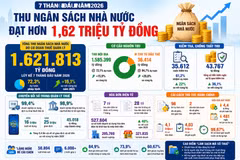 [INFOGRAPHIC] 7 tháng, thu ngân sách đạt hơn 1,62 triệu tỷ đồng