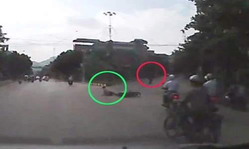 Thanh niên đi xe máy gây tai nạn rồi bỏ chạy