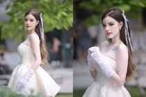 "Nữ thần tắm suối" Jessie Vard diện váy trắng tựa công chúa 