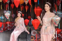 “Búp bê sống” Lilly Luta diện áo bà ba đẹp miễn chê giữa không gian đèn lồng