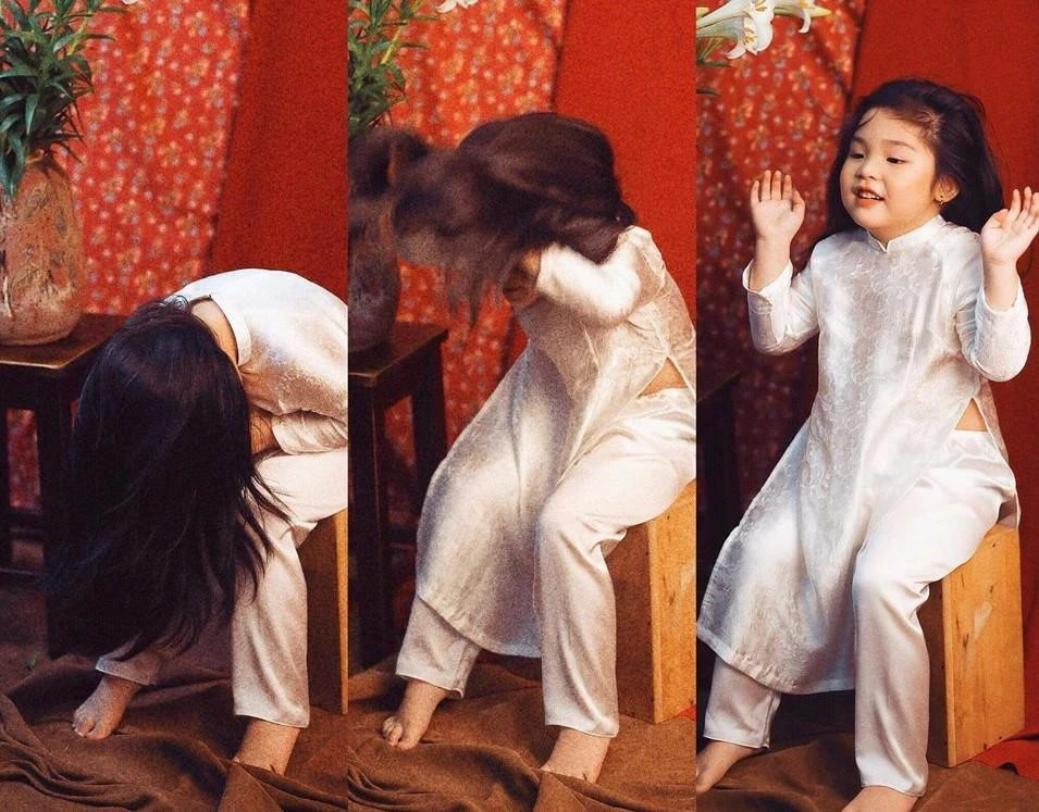 "Thiếu nữ bên hoa huệ" phiên bản bé gái tự ngã, tự nâng