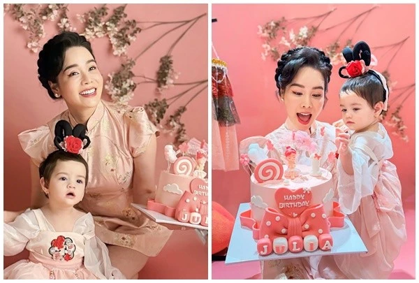 Con gái Nhật Kim Anh xinh như công chúa dịp sinh nhật 1 tuổi