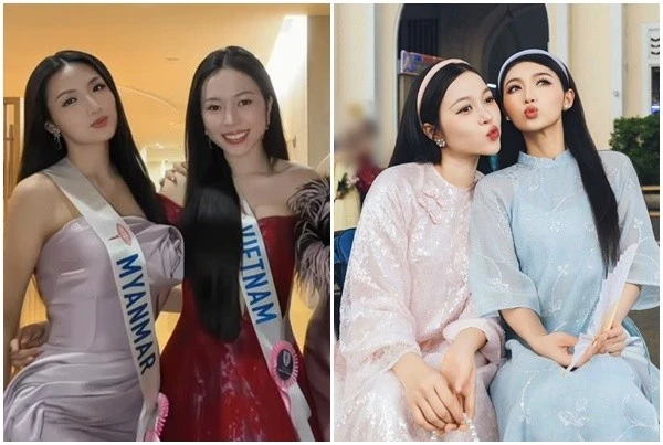 Hoa hậu Kiều Duy thân thiết với mỹ nhân Myanmar Nana