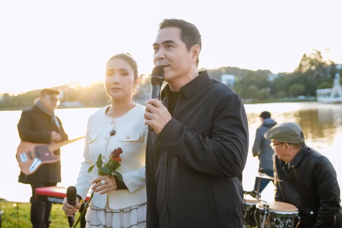 Cát Tường và Trung Dũng trong một show diễn ở Đà Lạt. Ảnh: FB Nguyễn Trí Cát Tường