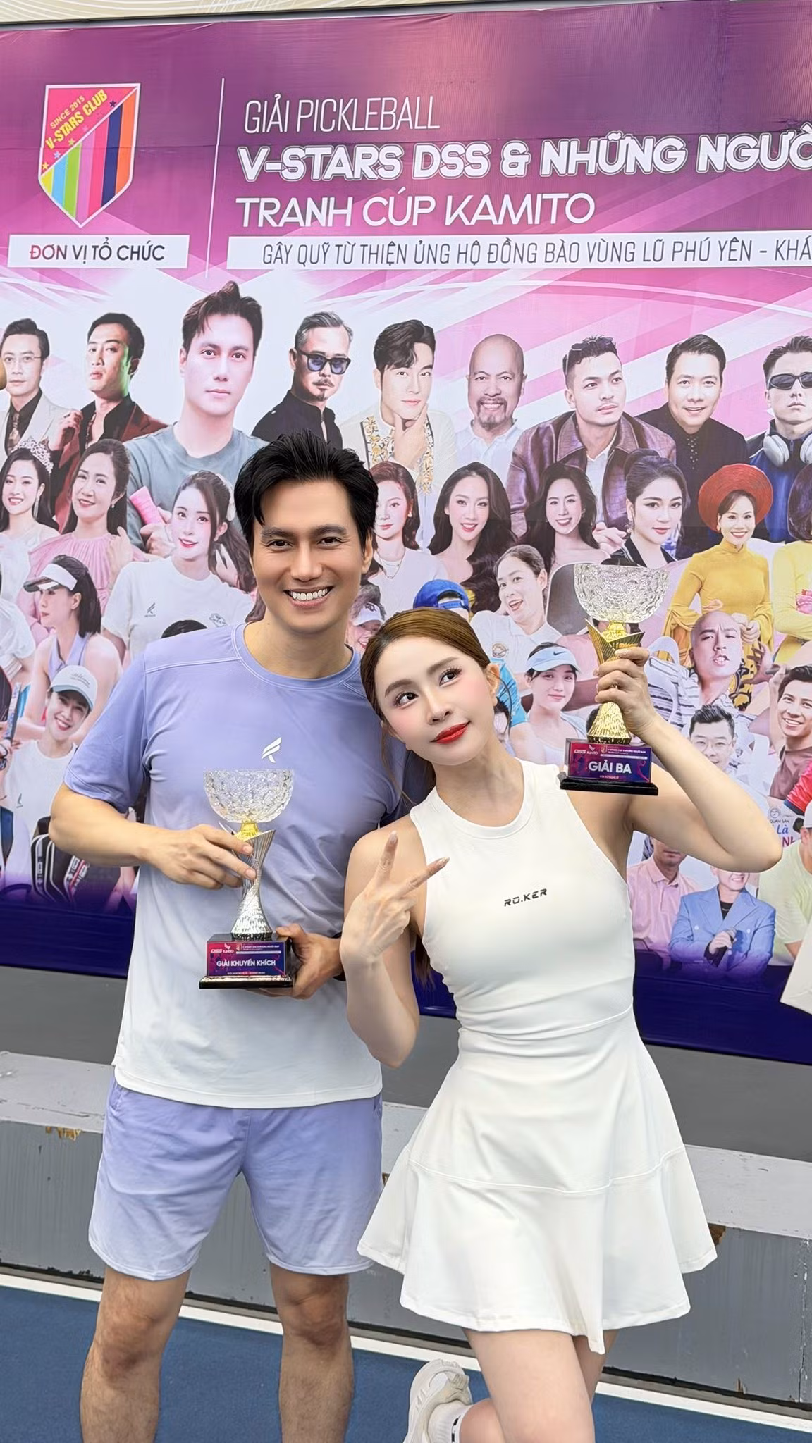 Diễn viên Quỳnh Nga khoe thành tích khi thi đấu pickleball với bạn trai tin đồn Việt Anh. Ảnh: FB Phạm Quỳnh Nga