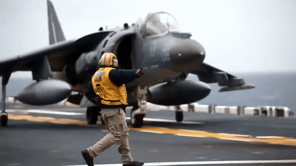 AV-8B Harrier II có chiều dài 14,1m; sải cánh 9,25m; chiều cao 3,55m và diện tích cánh 22,6m2.