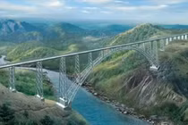 Ngắm cầu đường sắt qua sông cao nhất thế giới tại Ấn Độ