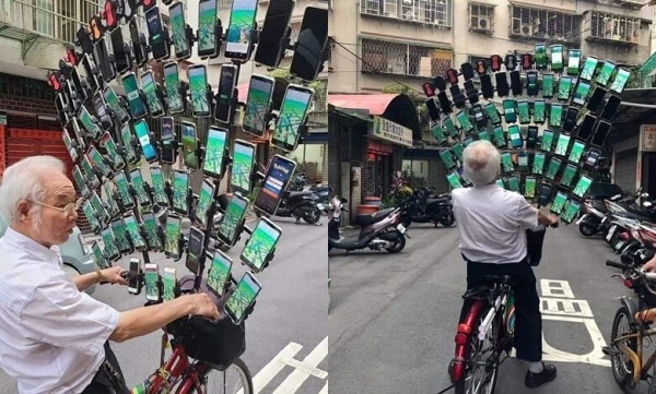 Cận cảnh “siêu xe” của cụ ông gắn gần 70 smartphone chơi Pokemon Go