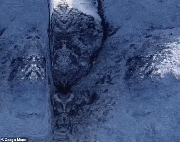 Thợ săn UFO Scott C. Waring đã phát hiện một "gương mặt" bí ẩn trên đỉnh núi ở phía Nam Chile khi sử dụng Google Maps. Ảnh: Google Maps.