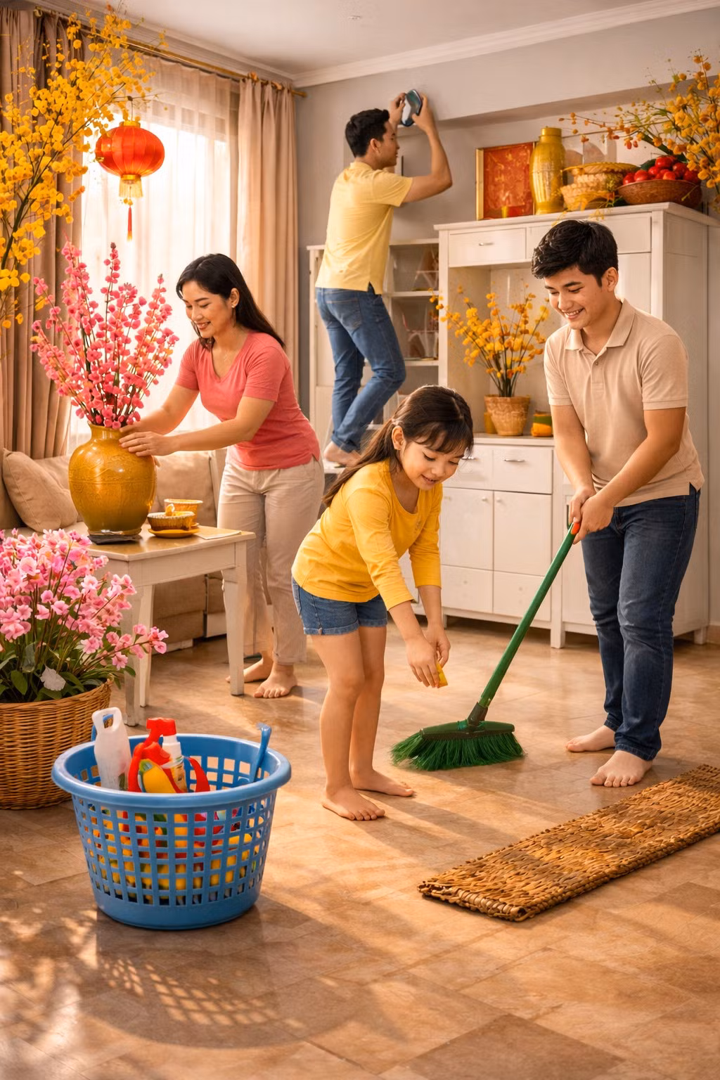 Dọn nhà đón Tết Bính Ngọ 2026: Không quét rác từ trong nhà ra ngoài cửa chính