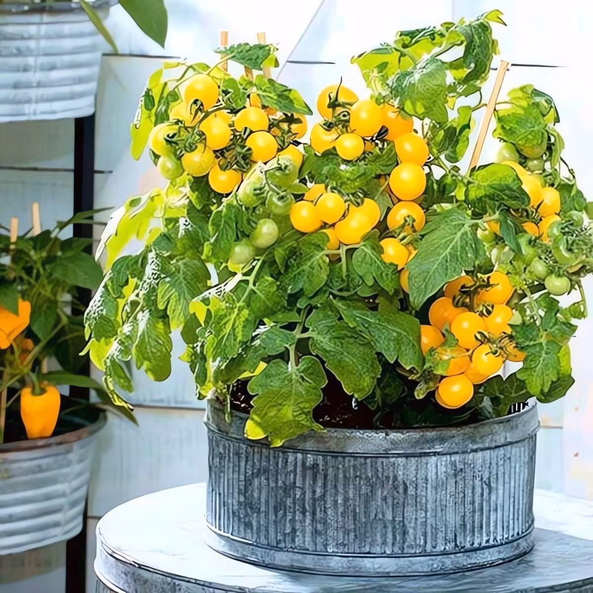 Cà chua lùn – loại cây cảnh đang được săn lùng: Đặc biệt, giống cà chua lùn với quả nhỏ, màu đỏ rực hoặc vàng tươi đang cực kỳ được yêu thích vì vừa đẹp, vừa dễ trồng và dễ chăm.