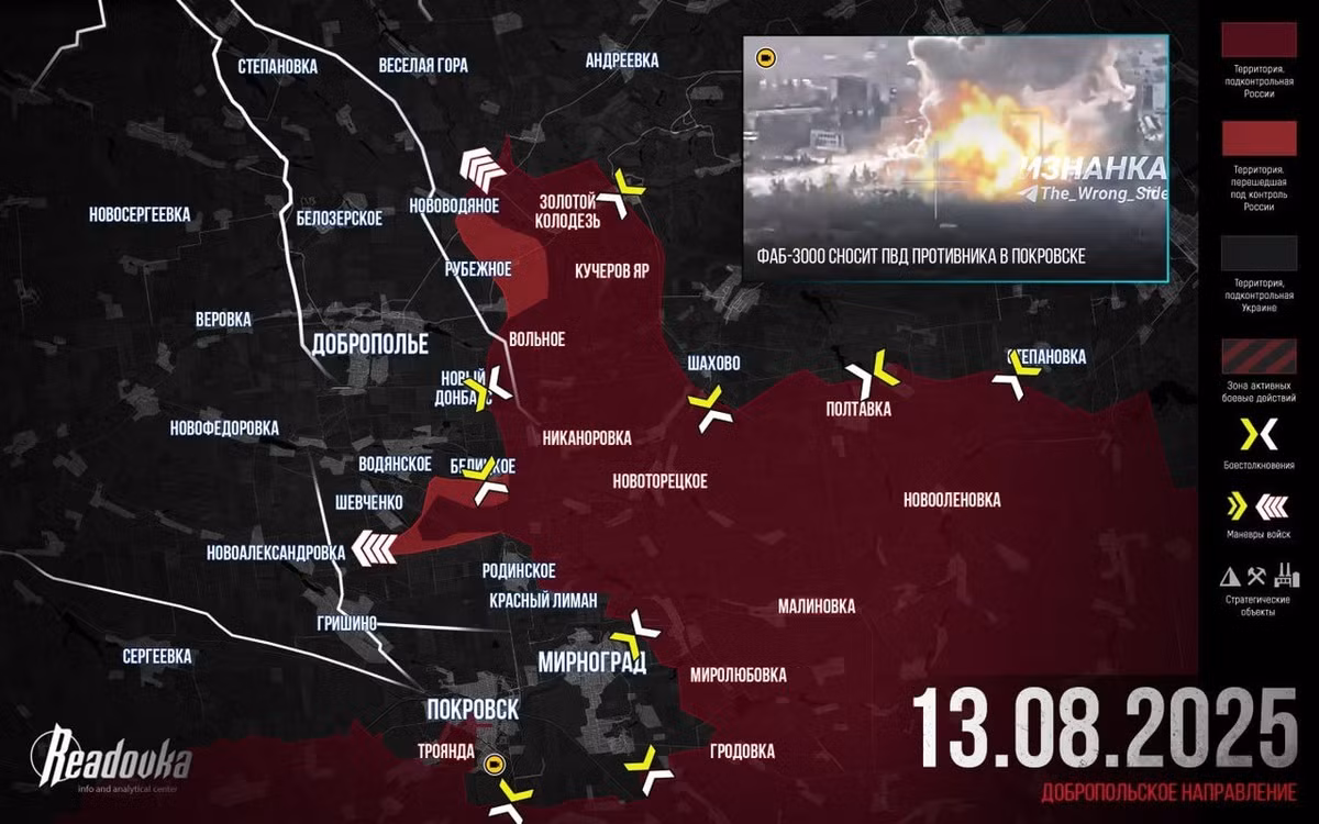 Kênh Ukrainska Pravda đưa tin, Quân đoàn 1 của Lực lượng Tác chiến Đặc biệt Ukraine, sau khi được tăng cường chiếm giữ tuyến phòng thủ hướng đông Dobropolye và tuyến đường Dobropolye – Kramatorsk, đã báo cáo rằng quân Nga tại đây đang chịu tổn thất đáng kể.