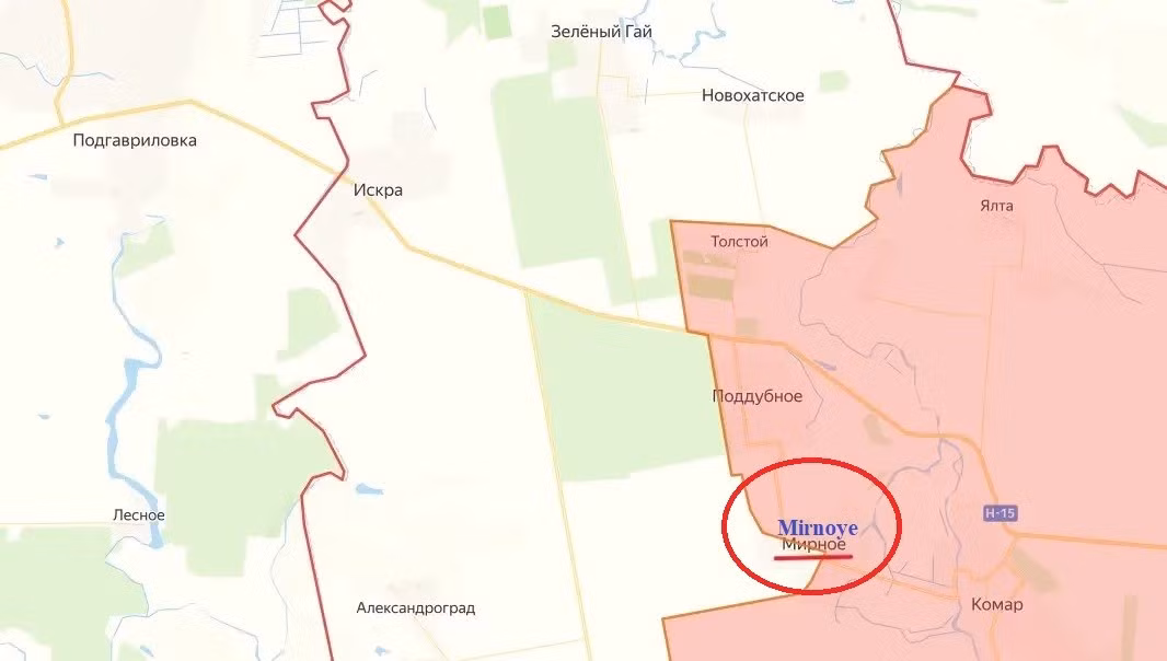 Cũng tại khu vực này, một ngôi làng quan trọng khác ở cực tây của tỉnh Donetsk đã nằm dưới sự kiểm soát của quân Nga. Phóng viên chiến trường Nga, Timofey Ermakov đã đưa tin trên kênh Telegram cá nhân cho biết, các đơn vị Ukraine hôm nay đã rút khỏi làng Mirnoye thuộc tỉnh Donetsk, gần với tỉnh Dnipropetrovsk.