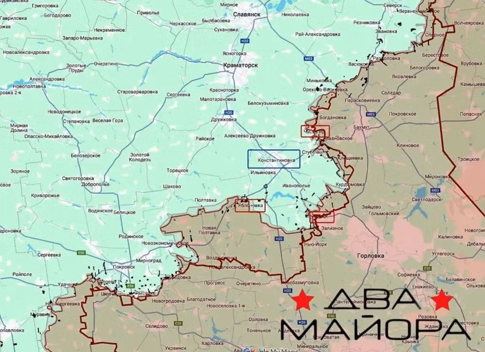 Dịch lên phía trên của Nam Donetsk, trên hướng mặt trận Konstantinovsky, Cụm quân Trung tâm RFAF đang tiến vào Yablonovka và phía bắc ngôi làng, tổ chức bao vây Kostiantynivka từ hai bên sườn; trong khi AFU đang thiếu hụt lực lượng nghiêm trọng.