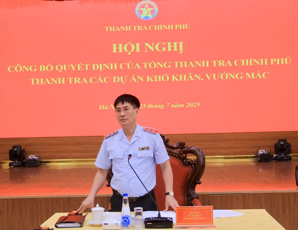 Phó Tổng Thanh tra Chính phủ Lê Sỹ Bảy chủ trì buổi công bố quyết định thanh tra các dự án có khó khăn, vướng mắc tại Bộ Văn hóa Thể thao và Du lịch.