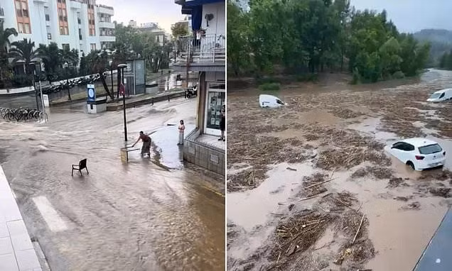 Daily Mail đưa tin ngày 13/7, mưa lớn những ngày qua đã gây ra tình trạng lũ lụt nghiêm trọng tại Tây Ban Nha, trong đó có nhiều địa điểm du lịch nổi tiếng. Ảnh: X.