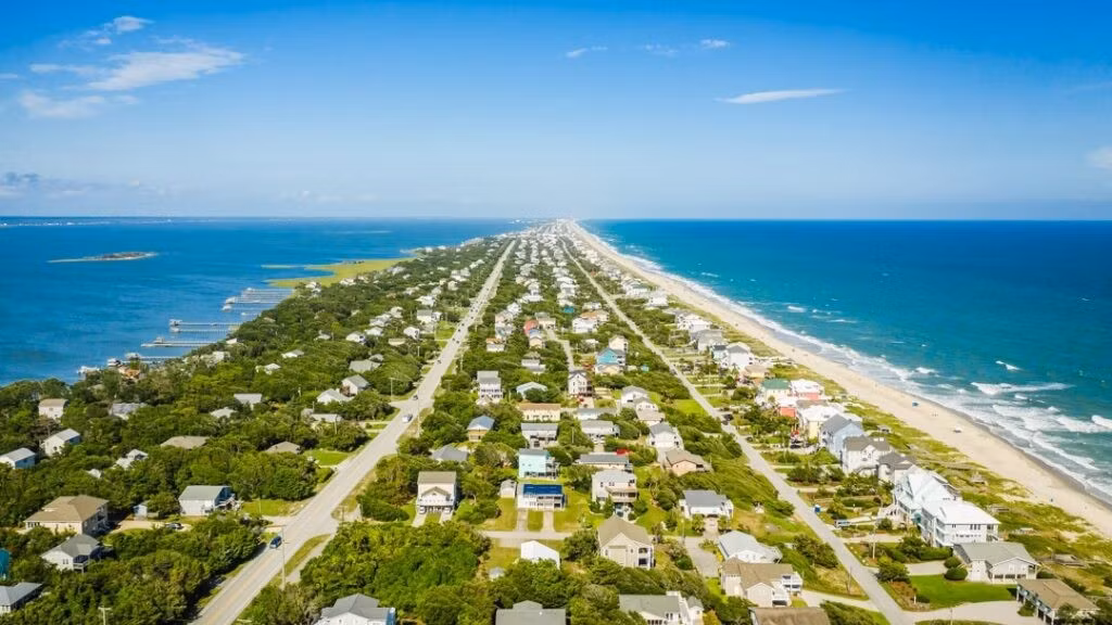 Đảo Outer Banks (Bắc Carolina, Mỹ) nhìn từ trên cao.