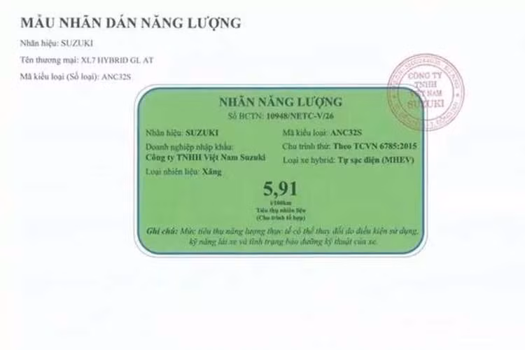 Đây có thể là dấu hiệu cho thấy phiên bản mới của XL7 sắp ra mắt thị trường Việt Nam. Theo thông tin được đăng tải trên trang web của Cục Đăng kiểm Việt Nam, Suzuki XL7 Hybrid GL AT có mức tiêu thụ nhiên liệu là 5,91 lít/100 km. Con số tương ứng của Suzuki XL7 Hybrid GLX+ AT là 5,85 lít/100 km.