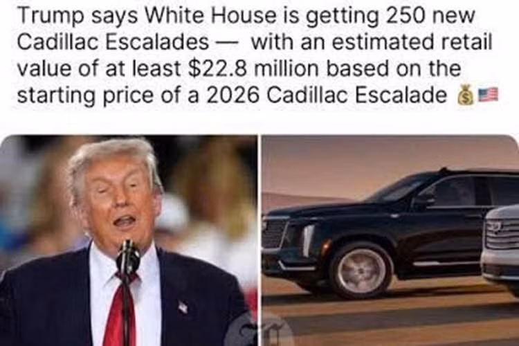 Theo Tổng thống Mỹ Donald Trump cho biết, Nhà Trắng đã đặt mua 250 chiếc Cadillac Escalade mới để bổ sung cho đội xe hộ tống của Mật vụ Mỹ (Secret Service). Đây là một trong những đơn hàng Cadillac Escalade lớn nhất từ phía chính phủ Mỹ trong những năm gần đây.