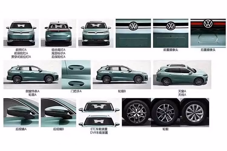 Volkswagen Tiguan L ePro sở hữu hốc gió trung tâm ở cản trước được thu nhỏ đáng kể. Kkhe dẫn gió hai bên được xử lý theo phong cách thể thao hơn, tăng hiệu ứng phân tầng cho phần đầu xe. Phần lớn các chi tiết ở khu vực này đều được sơn cùng màu thân xe. Ngoài ra, cản trước còn được trang trí bằng nẹp mạ crôm nằm ngang khiến đầu xe như rộng và bề thế hơn.