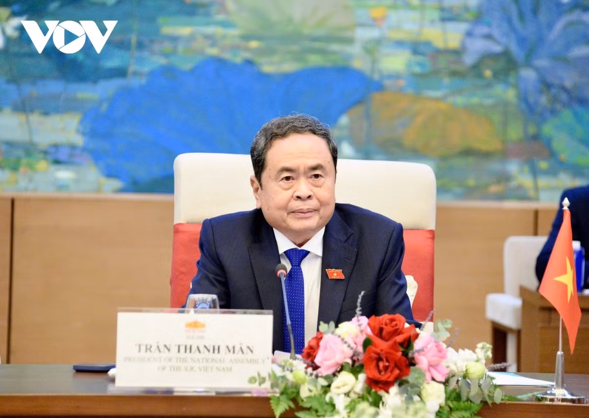 Chủ tịch Quốc hội Trần Thanh Mẫn phát biểu tại buổi hội kiến