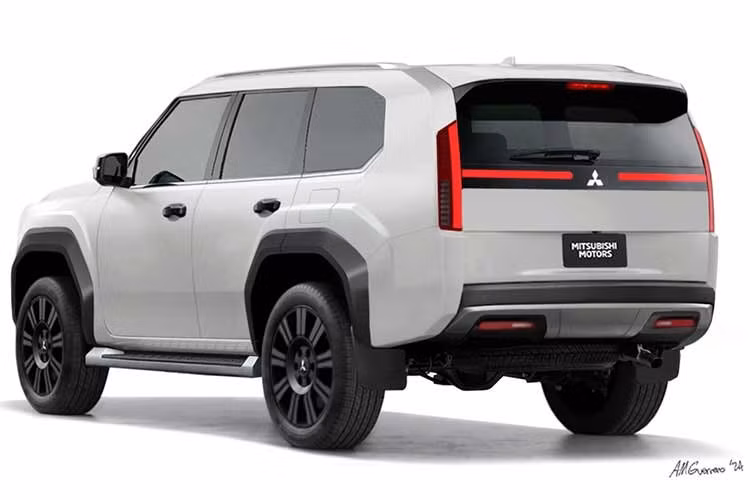 Mẫu Pajero Sport thế hệ mới sở hữu dáng vẻ vuông vức, thẳng đứng đặc trưng của một chiếc SUV địa hình. Tỷ lệ thân xe gợi nhớ đến các mẫu SUV khung gầm rời cổ điển. Bên cạnh đó là nắp ca-pô dập gân thể thao, hốc bánh vuông vắn, các chi tiết đèn LED đặt dọc trên cản trước và cột C dày, khỏe khoắn.