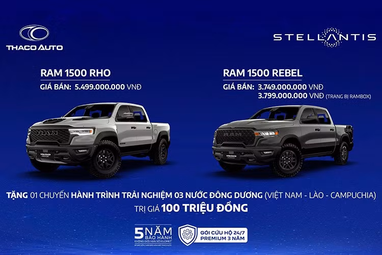 Mức giá bán của Ram 1500 Rebel 2026 được Thaco công bố là 3,749 tỷ đồng, trong khi phiên bản Rebel trang bị RamBox có giá 3,799 tỷ đồng. Phiên bản hiệu năng cao Ram 1500 RHO được niêm yết ở mức 5,499 tỷ đồng. Việc giá bán của dòng xe này giảm mạnh khi về tay Thaco chủ yếu do phiên bản 2026 được trang bị động cơ có dung tích nhỏ hơn.