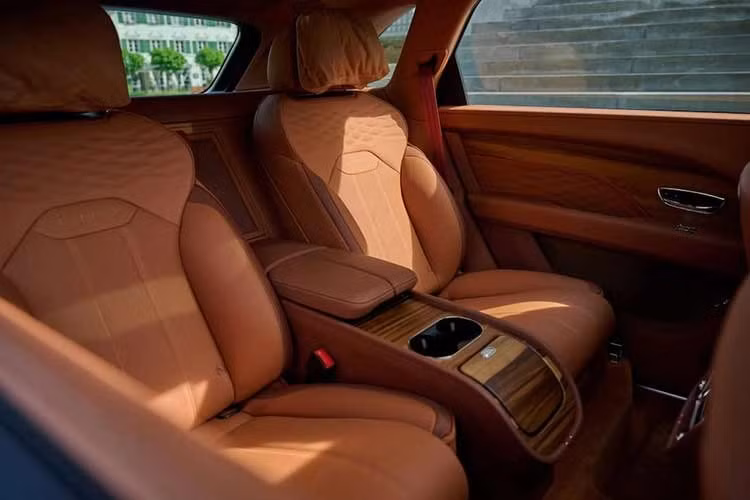 Các nhà thiết kế còn trang trí thêm các ngăn đựng đồ trên cửa và bảng điều khiển bằng vải tweed. Đi kèm là các tấm ốp bậc cửa đặc biệt, lưới loa màu nâu và bảng điều khiển trung tâm phía sau. Cuối cùng, họa tiết hoa núi được thêu trên tựa đầu và gối tựa lưng ghế sau.