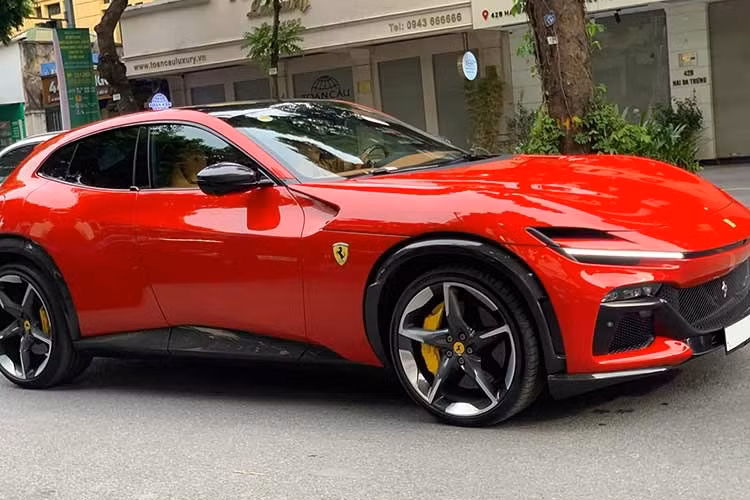 Giống Ferrari FF hay GTC4Lusso, Purosangue sở hữu nắp ca-pô dài và thấp, khiến phần thân khi nhìn từ hai bên giống một chiếc giày. Phong cách SUV được thể hiện rõ qua các viền đen ốp xung quanh các hốc bánh xe. Ferrari sử dụng bộ mâm ngoại cỡ đường kính 22 inch trước và 23 inch phía sau.