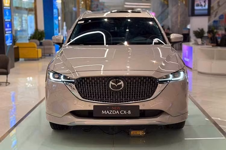 Khoang lái của Mazda CX-8 thiết kế theo triết lý “Less is more”, sử dụng các vật liệu cao cấp như da Nappa tông màu nâu đỏ Chroma Brown và gỗ thiên nhiên. Bên cạnh đó, xe còn sở hữu các tiện nghi hiện đại như: màn hình trung tâm 8 inch hỗ trợ Apple CarPlay không dây, hệ thống 10 loa Bose, màn hình hiển thị kính lái HUD và sạc không dây chuẩn Qi... và 3 hàng ghế cho 7 chỗ ngồi.