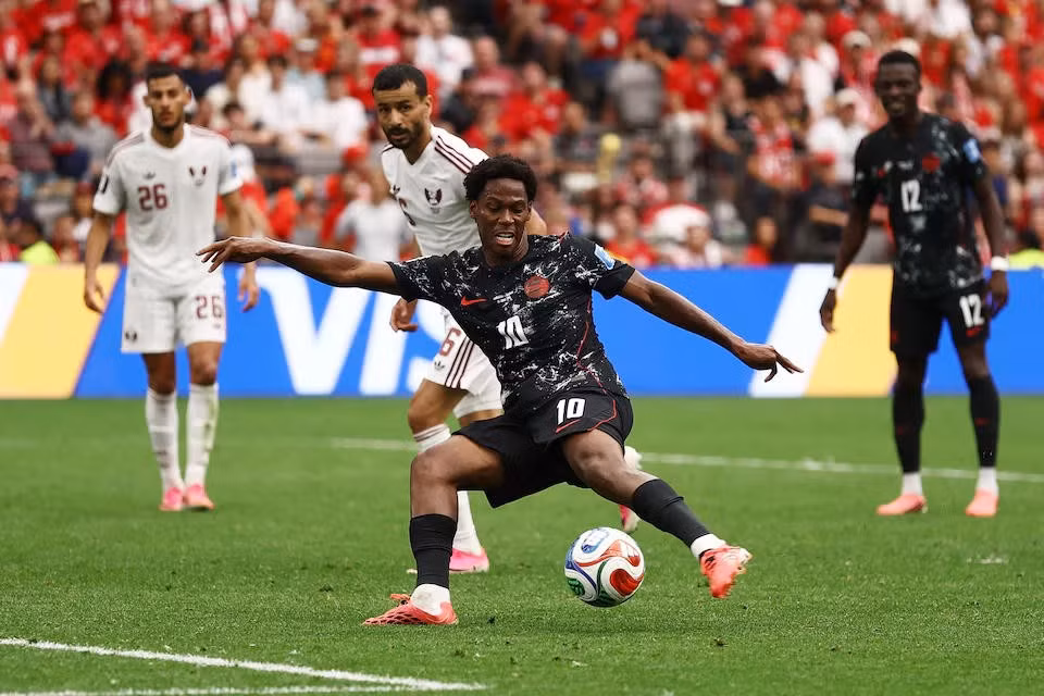 Jonathan David của Canada ghi bàn thắng thứ sáu để hoàn thành cú hat-trick. Nguồn: Reuters.