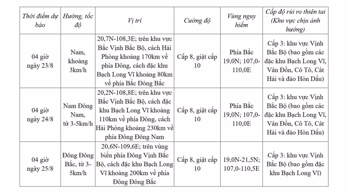 Dự báo diễn biến bão (trong 24 đến 72 giờ tới)