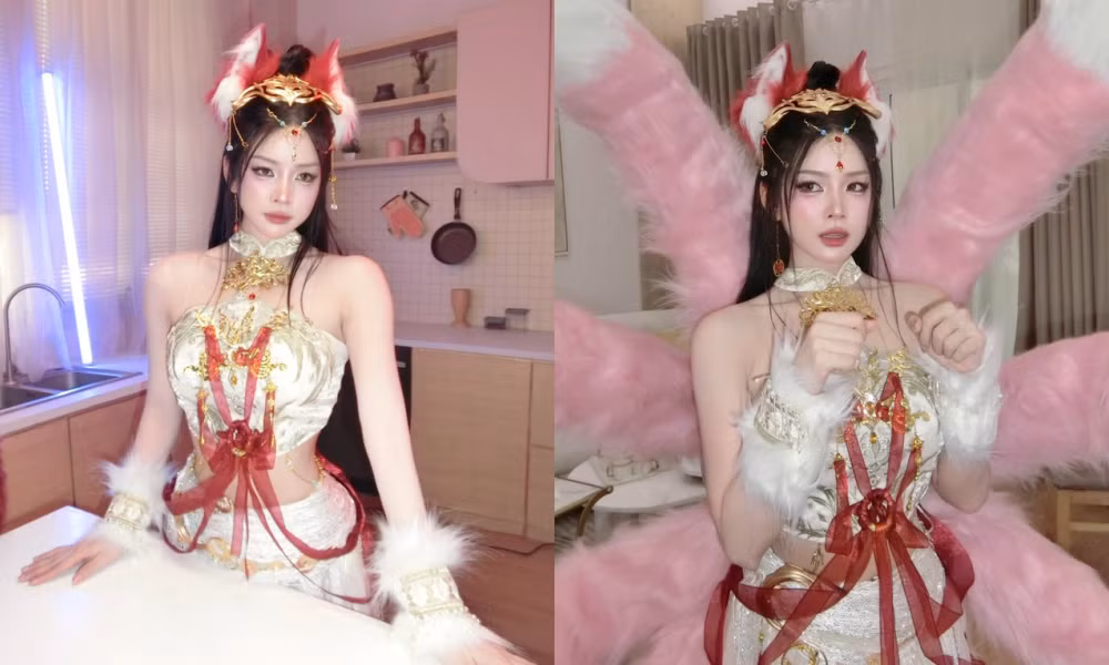 Nổi bật nhất là ánh mắt sắc sảo pha lẫn u buồn, đúng chất một yêu hồ từng trải qua trăm năm tu luyện, vừa mang vẻ đẹp thoát tục vừa tiềm ẩn sự quyến rũ say đắm lòng người của Hot girl DJ top 1 Việt Nam.