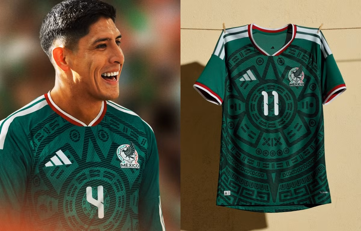 Đội tuyển Mexico, đồng chủ nhà, đem tới bộ quần áo dựa trên kiến trúc của nền văn minh Aztec. Thiết kế in hình Piedra del Sol - một trong những tác phẩm điêu khắc của Aztec nổi tiếng nhất còn tồn tại.