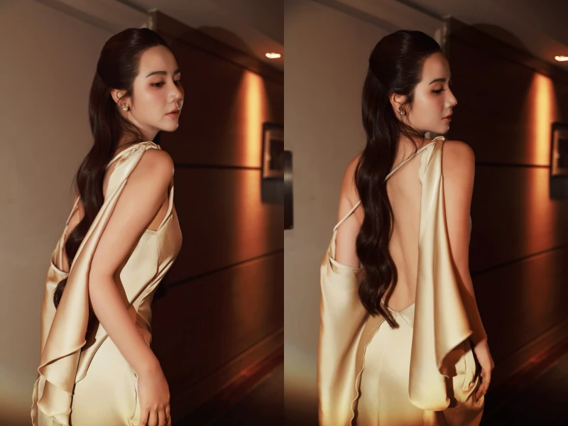Phan Minh Huyền diện váy lụa, khoe lưng ong nõn nà