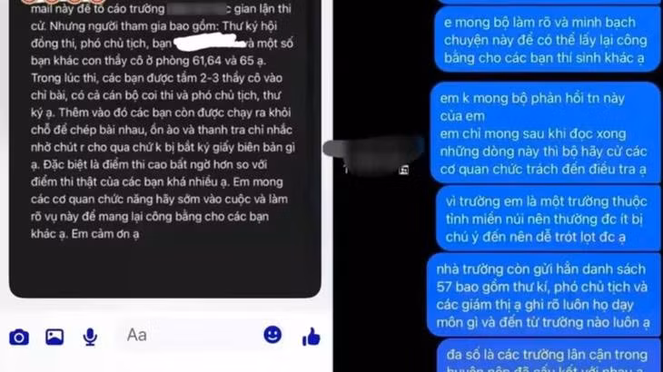 Thông tin tố cáo gian lận thi tốt nghiệp tại Điểm thi Trường THPT Lê Trực lan truyền trên mạng xã hội.